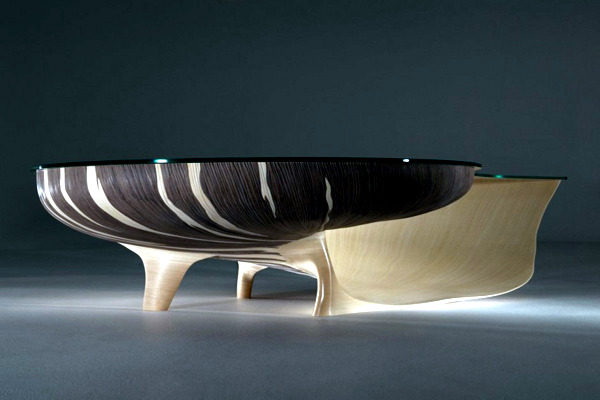 Exclusive table design in the form of a nautilus by Marc Fish