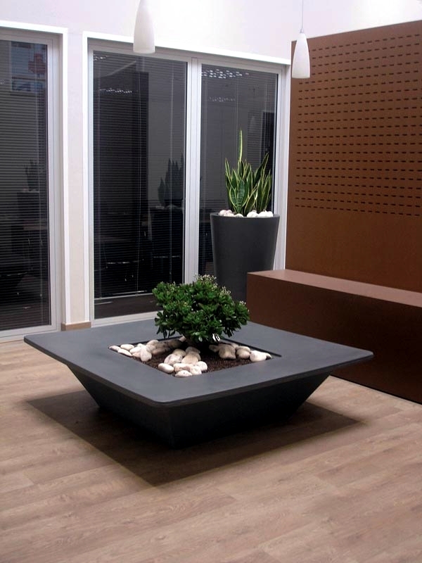 Flower pots and planters in exclusive design enliven the living room