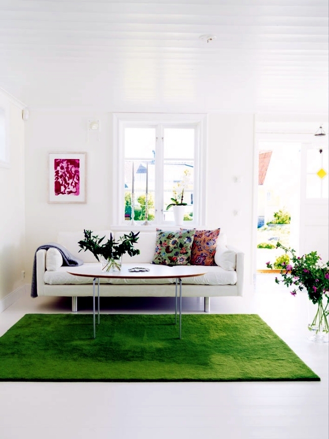 Fresh colors in the living room - 20 living ideas and tips in green and white
