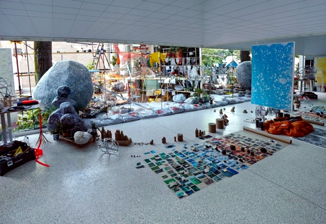 Futuristic art installation transforms the space