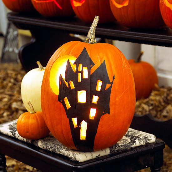 Halloween pumpkins painted – 12 light decoration ideas for making