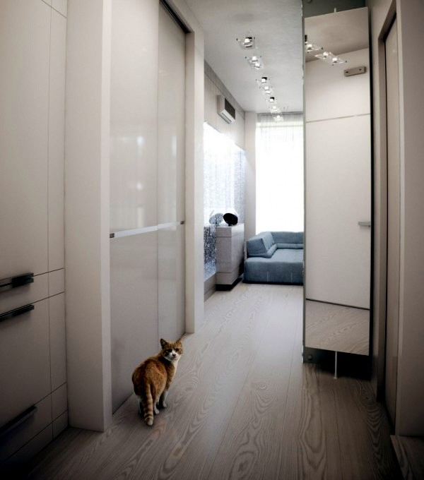 High gloss lacquer and pure white dominate in a modern apartment