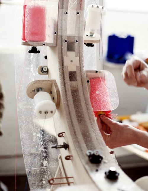 Homemade wrapping machine produces unique designer furniture