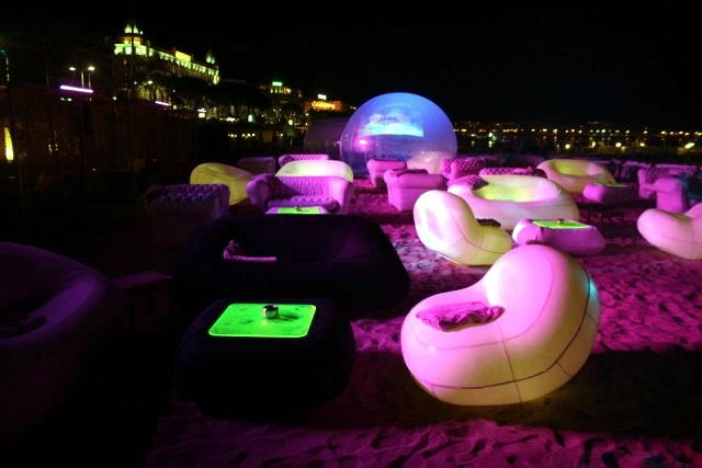 Inflatable furniture with LED lighting for interior and exterior of FUGU