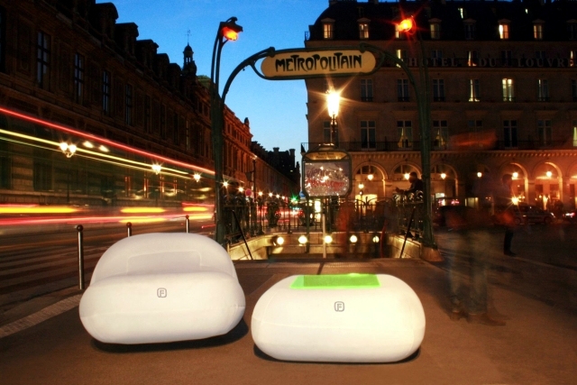 Inflatable furniture with LED lighting for interior and exterior of FUGU