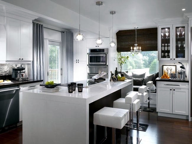 Kitchen with island has functional, modern design