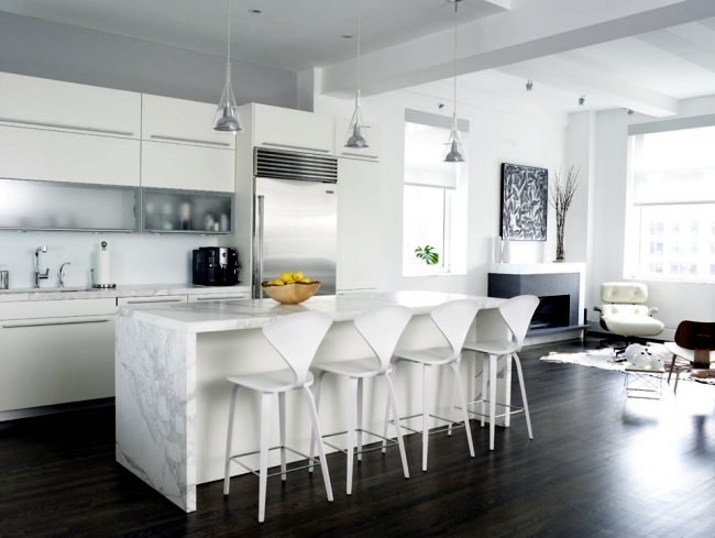 Kitchen with island has functional, modern design