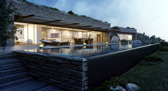 Luxurious dream house with pool and stone facade