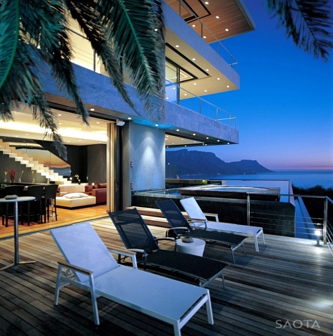 Luxury villa on the slopes with stylish furnishings and stunning sea views