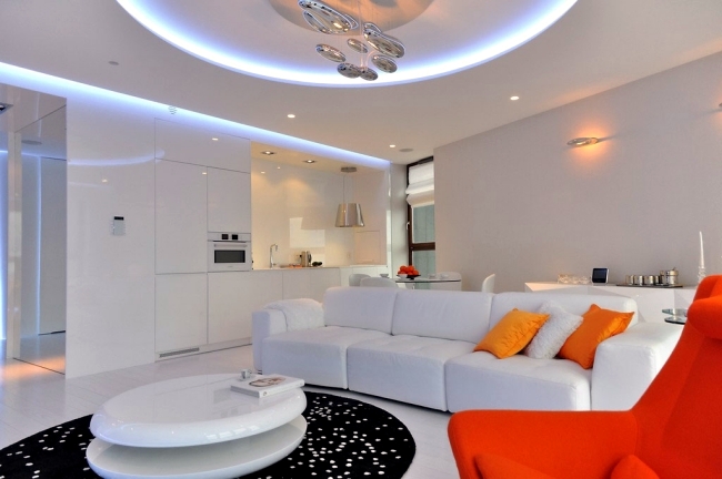 Magical LED lighting effects in a modern apartment in Poland