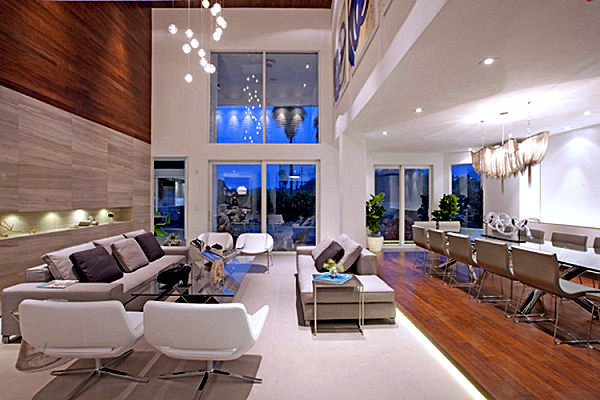 Male and female shape style living room interior contrasts