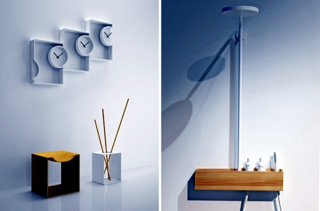 Minimalist bathroom furniture series designed by studio Nendo for Bisazza