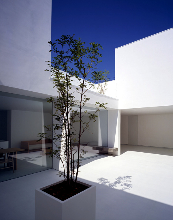 Minimalist House Design in White with monolithic construction