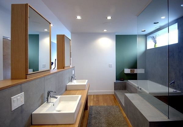 Mirror cabinet in the bathroom - designs for minimalist interior