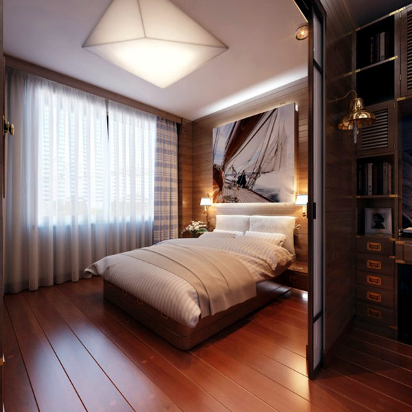 Modern bedroom interior - Equipment for travel enthusiasts