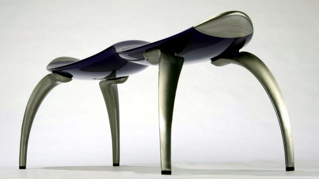 Modern bench for two - futuristic design of plastic