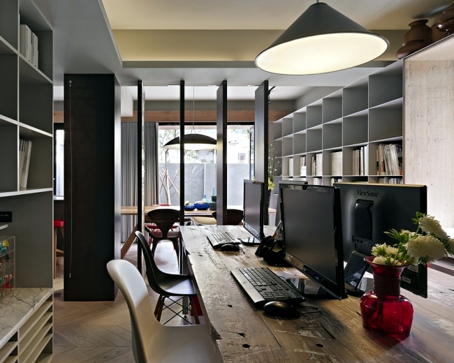 Modern office interior comfortable apartment on the day will be in the evening