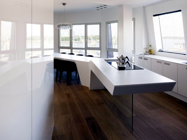 Modern Penthouse Design with establishment of HI-MACS ® Solid Surface