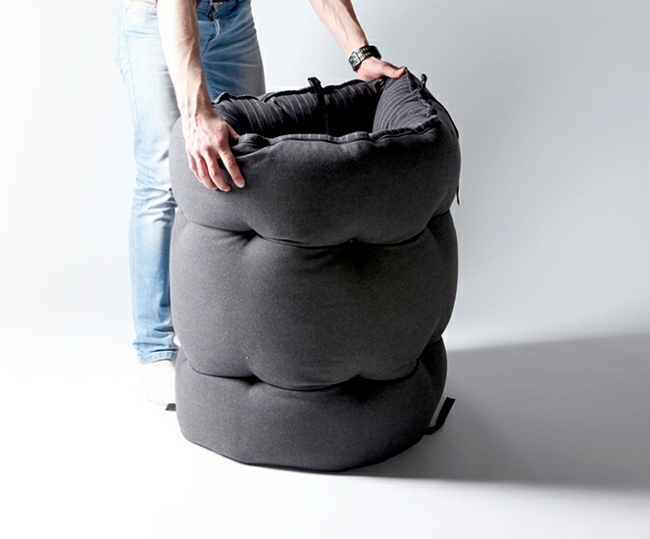 Multifunctional Bed Design transforms into chairs and beanbag