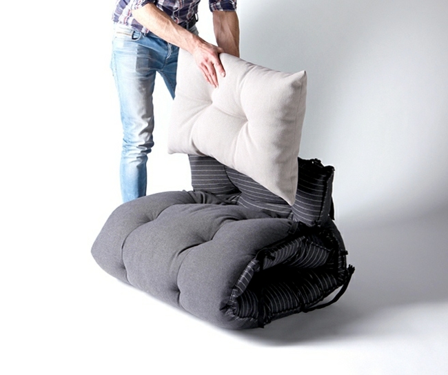 Multifunctional Bed Design transforms into chairs and beanbag