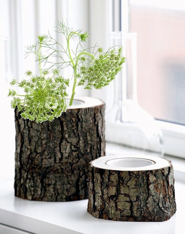 Of decoration and furniture from tree trunk itself - 15 fast craft ideas