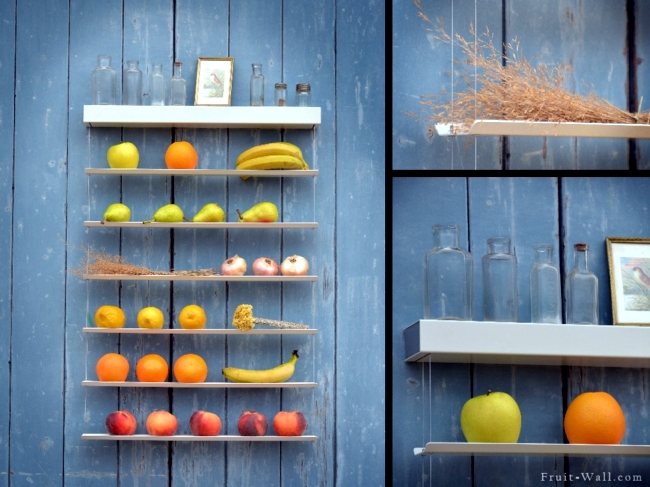 Organize practical wall shelf for fruits and vegetables clearly