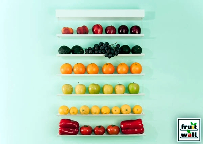 Organize practical wall shelf for fruits and vegetables clearly