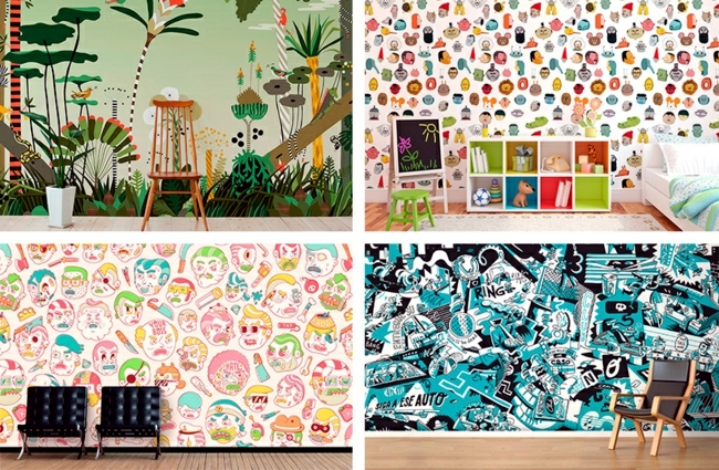 Original pattern wallpaper and wall stickers decorate any room