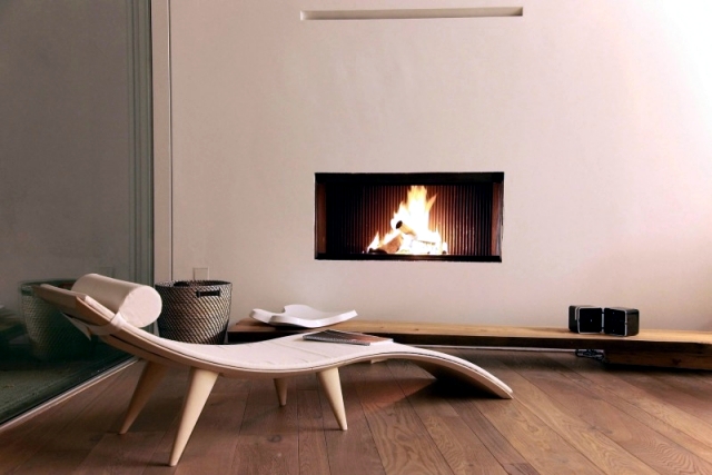 Set up the seating area in front of the cozy fireplace in the living area
