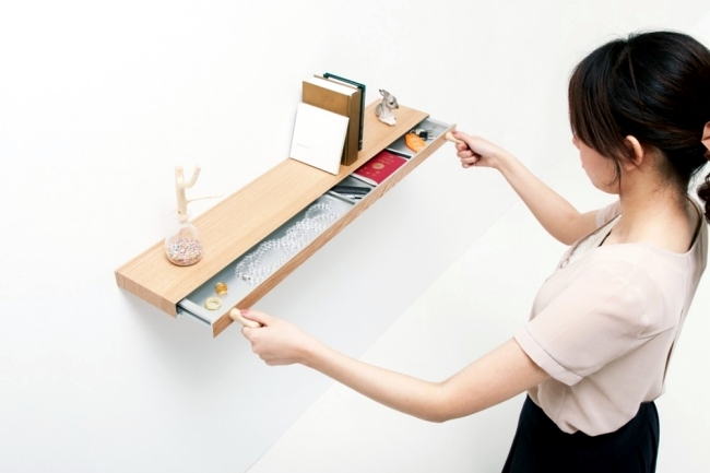 Simple Wall Shelf With Secret, Japanese Wall Shelves Designs