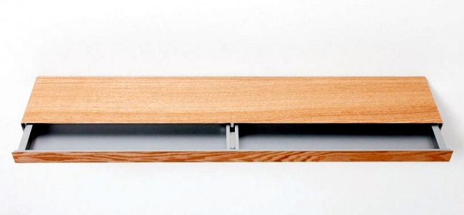 Simple wall shelf with secret compartment - "Clopen" Torafu of Architects