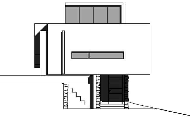 The coach house on a hillside impressed with massive concrete structure