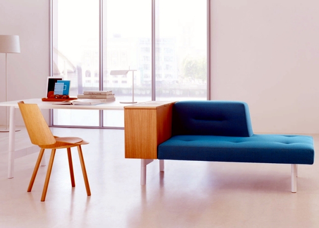 The modular furniture system "dock" is used to relax and work