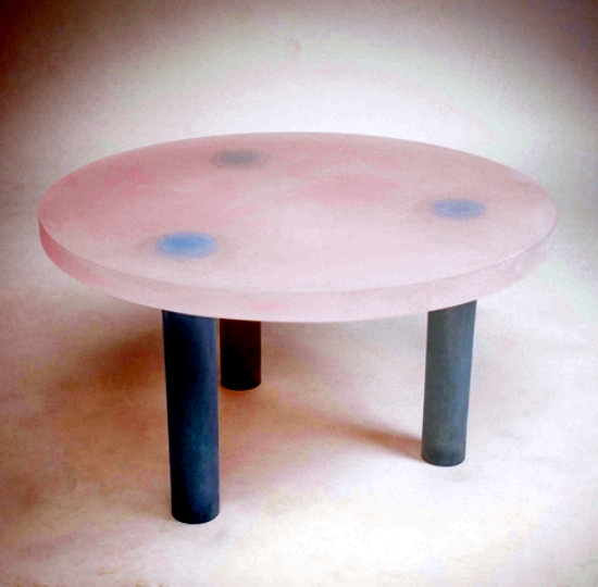 Unique furniture design in colored resin in a minimalist style