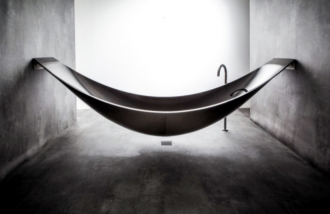 Unusual bathroom furniture design - the hanging bath "Vessel"