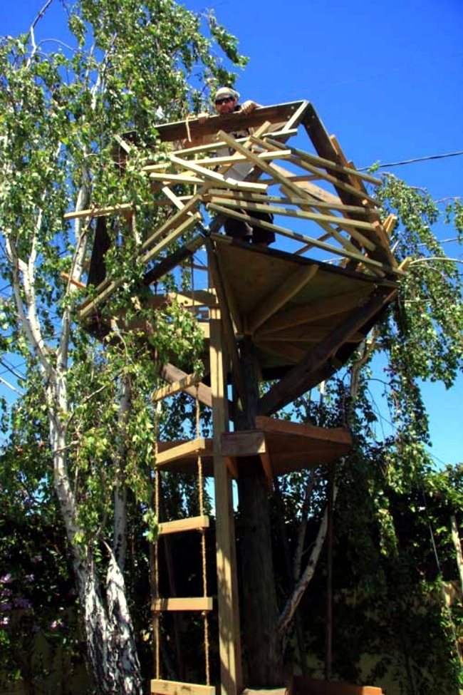 Wood tree house build - places of relaxation of O2 Treehouse